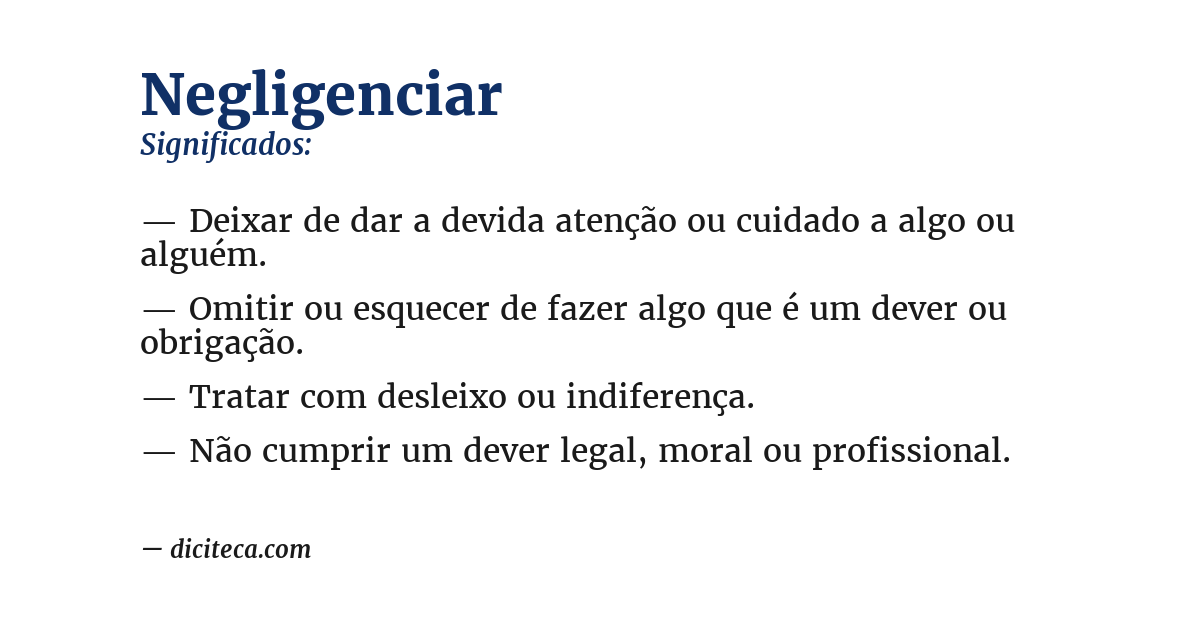 Significado de negligenciar