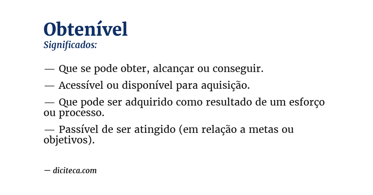 Significado de obtenível