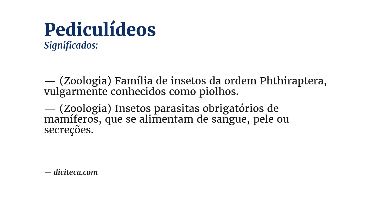 Significado de pediculídeos