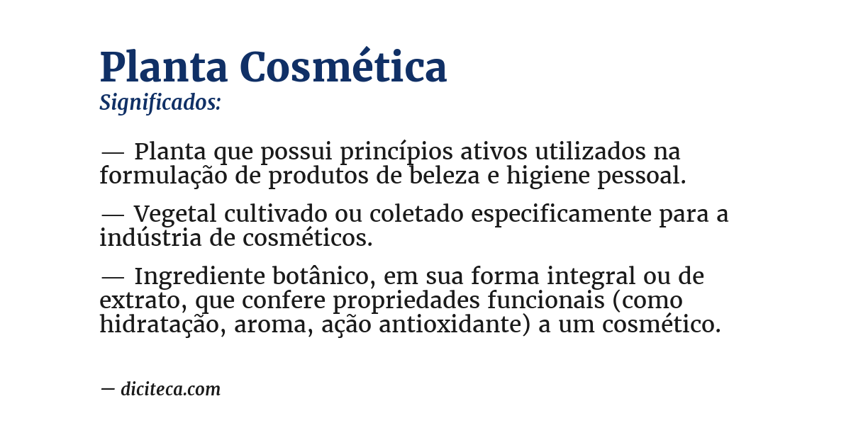 Significado de planta cosmética