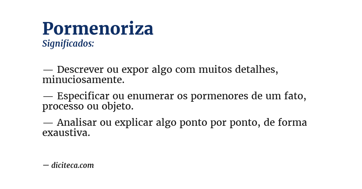 Significado de pormenoriza