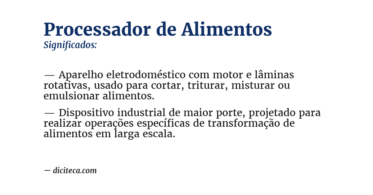 Significado de processador de alimentos