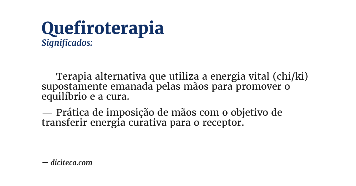 Significado de quefiroterapia