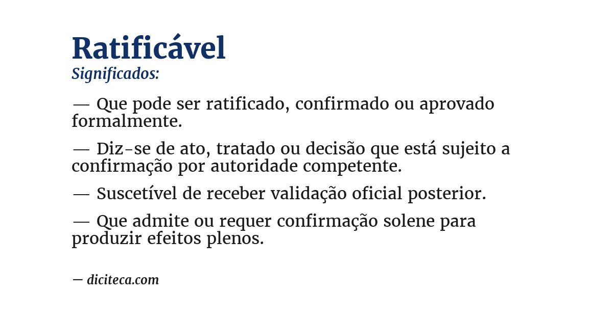Significado de ratificável