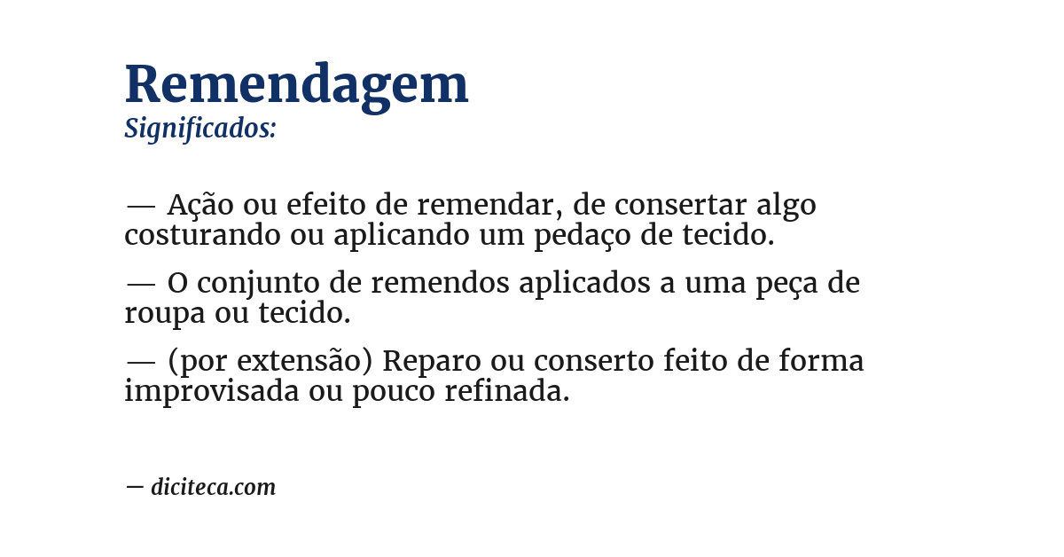 Significado de remendagem