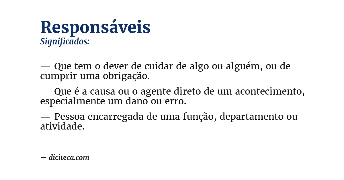 Significado de responsáveis