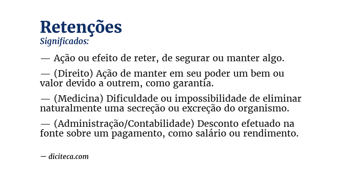 Significado de retenções