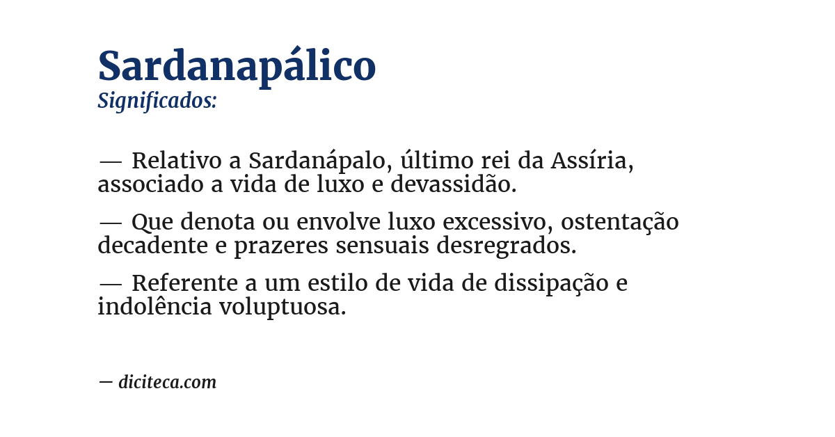 Significado de sardanapálico