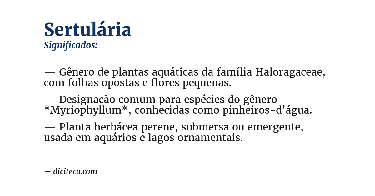 Significado de sertulária