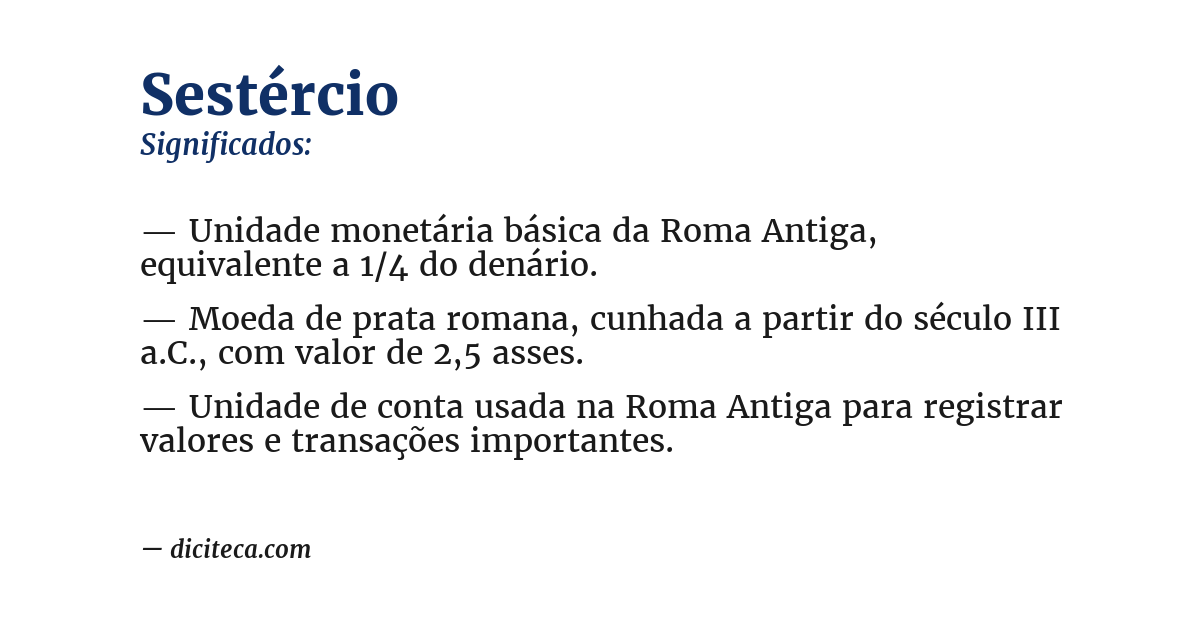 Significado de sestércio