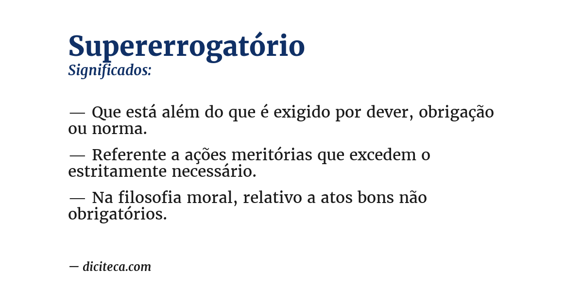 Significado de supererrogatório