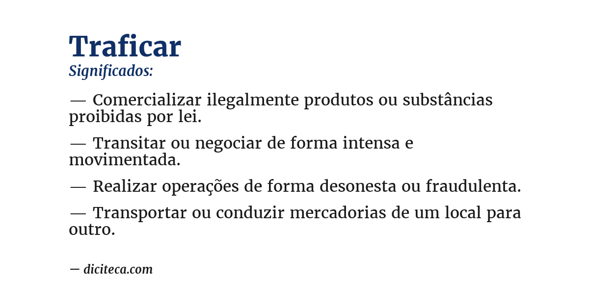 Significado de traficar