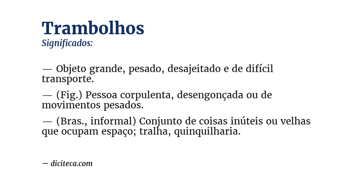 Significado de trambolhos