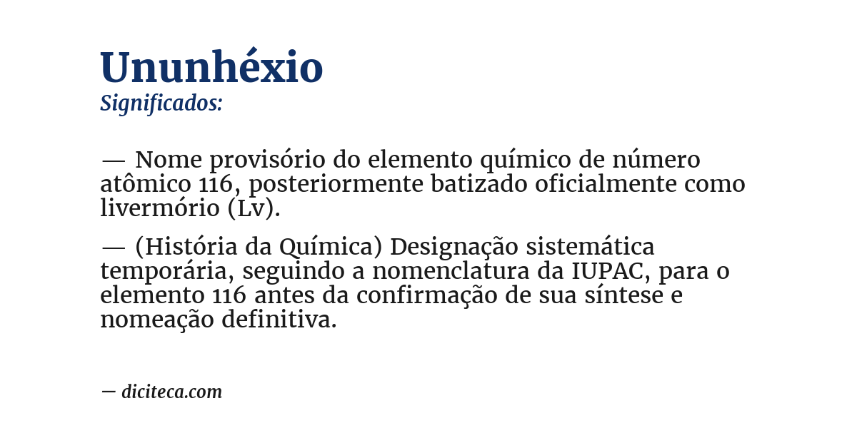 Significado de ununhéxio