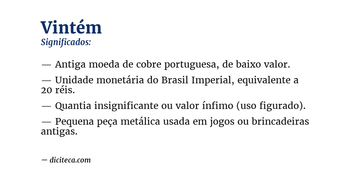 Significado de vintém