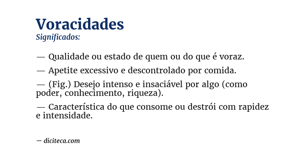 Significado de voracidades
