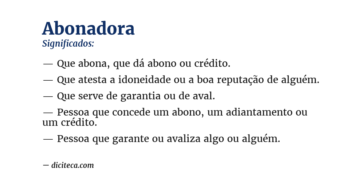 Significado de abonadora