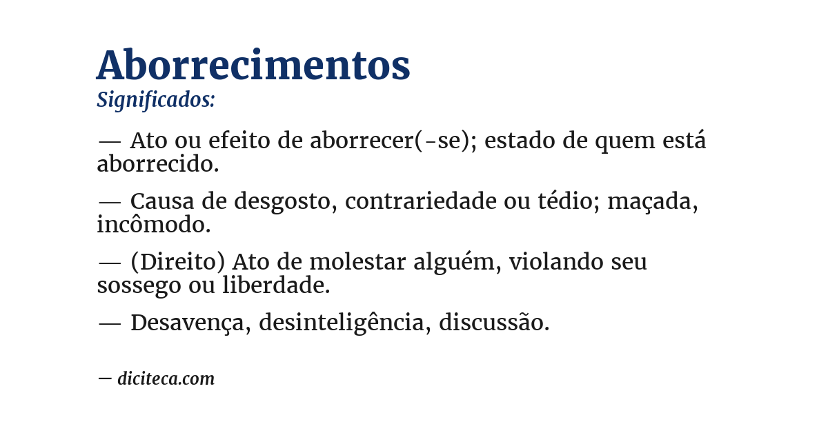 Significado de aborrecimentos