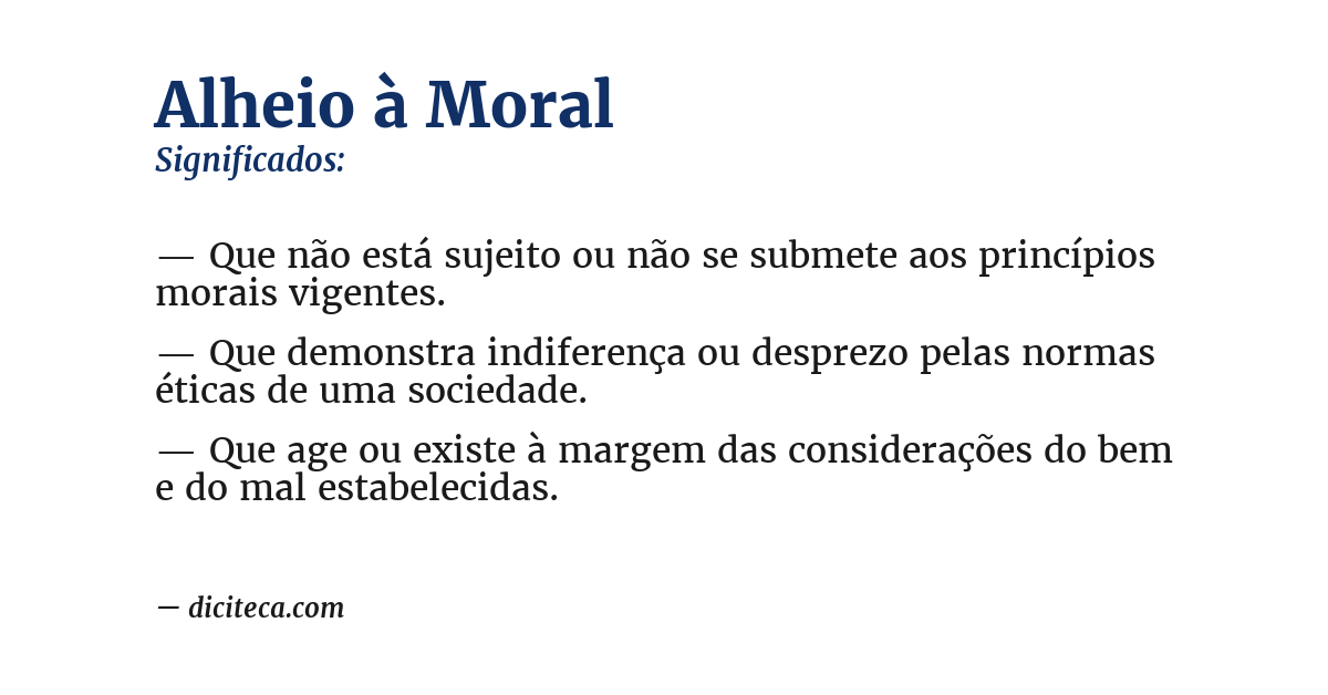 Significado de alheio à moral