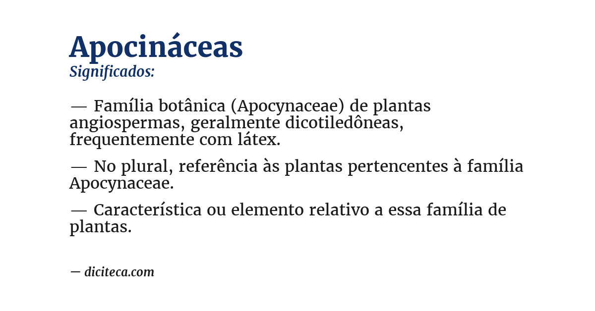 Significado de apocináceas