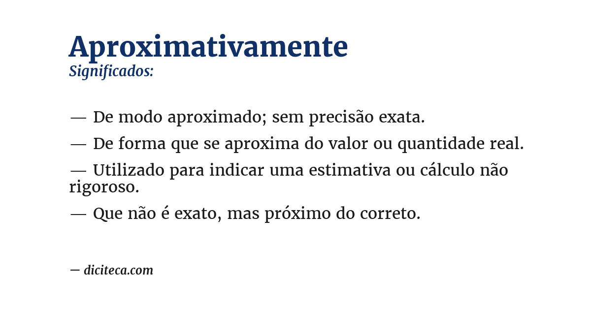 Significado de aproximativamente
