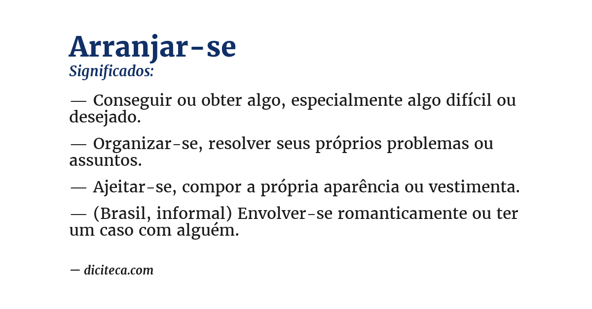 Significado de arranjar-se