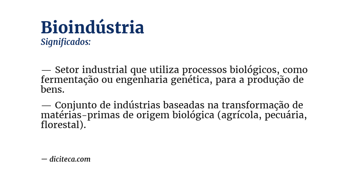 Significado de bioindústria