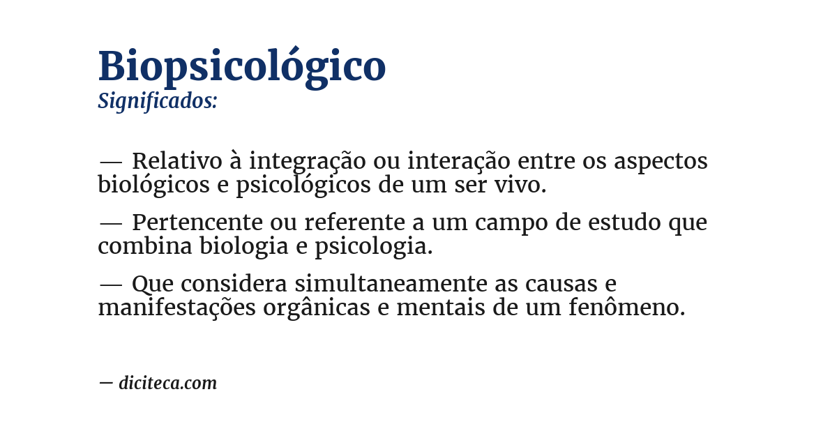 Significado de biopsicológico