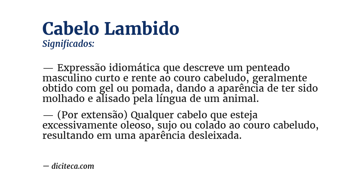 Significado de cabelo lambido