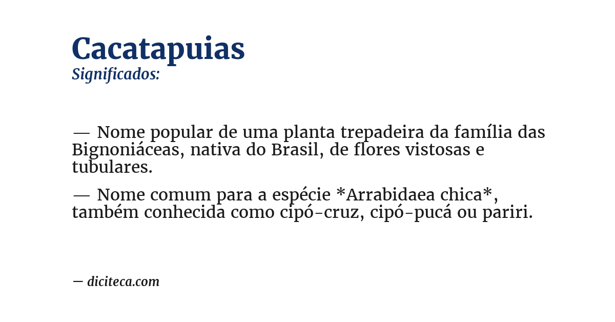 Significado de cacatapuias