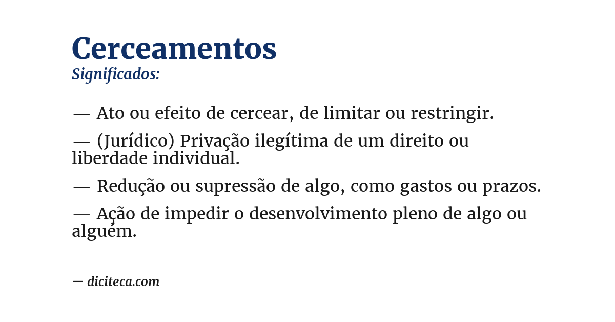 Significado de cerceamentos