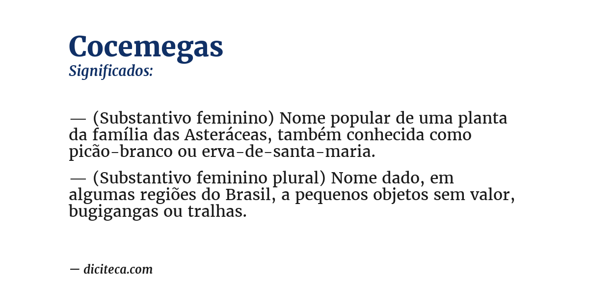 Significado de cocemegas