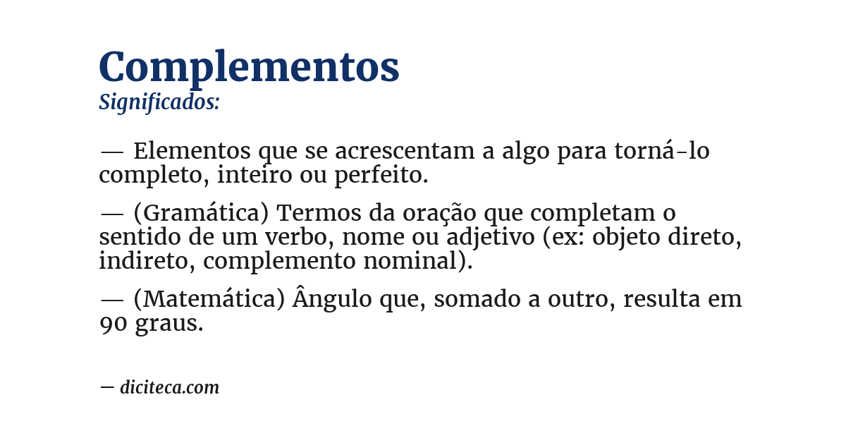 Significado de complementos