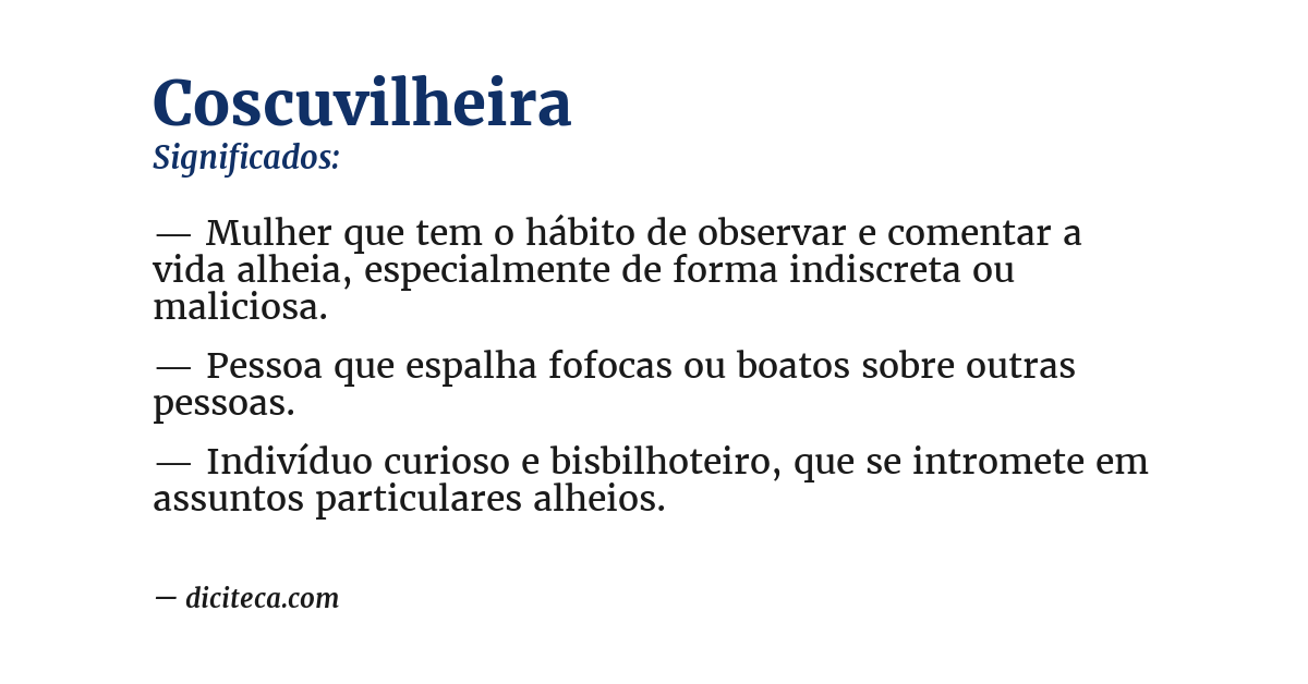 Significado de coscuvilheira