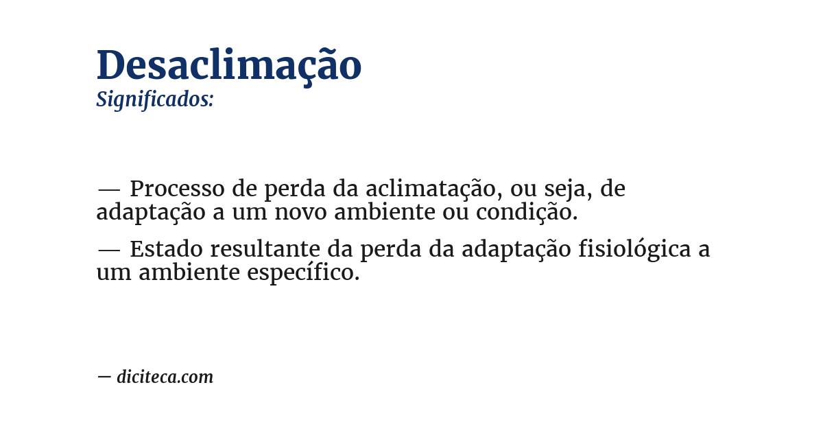 Significado de desaclimação