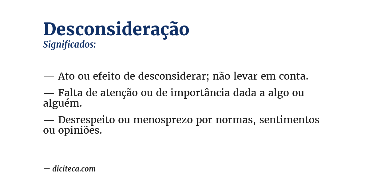 Significado de desconsideração