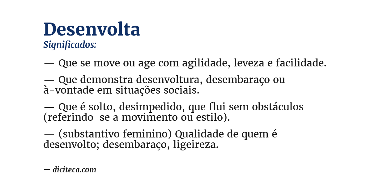 Significado de desenvolta