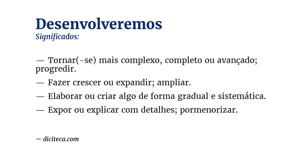Significado de desenvolveremos