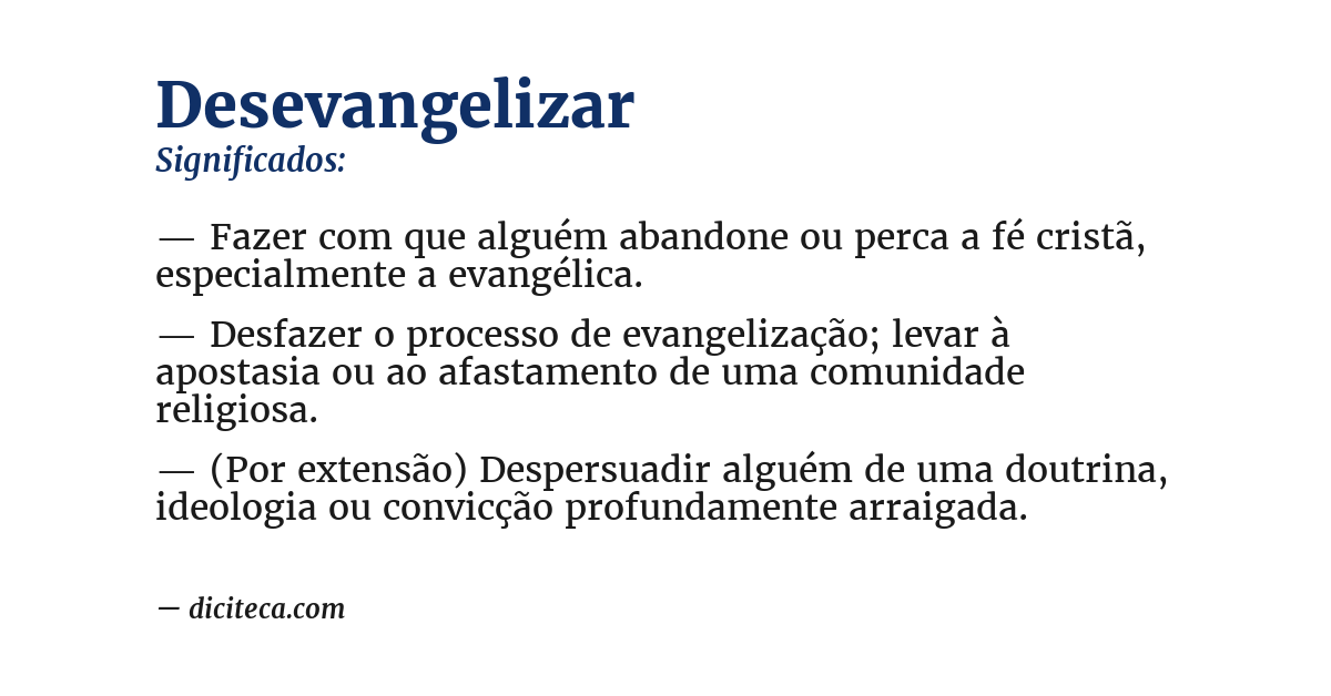 Significado de desevangelizar