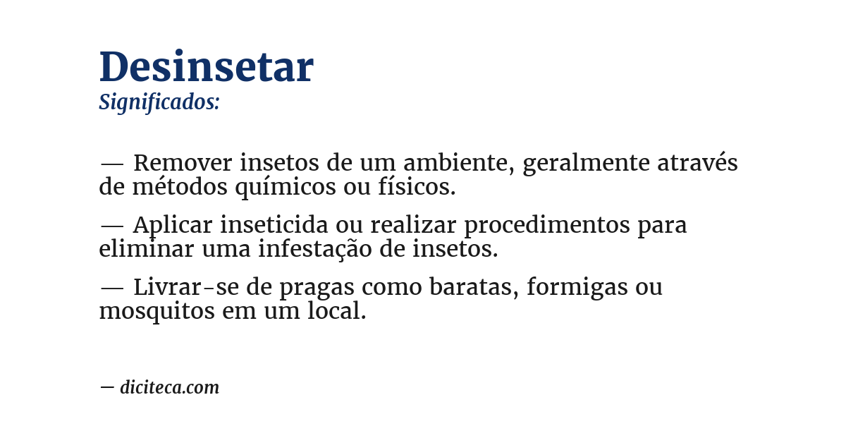 Significado de desinsetar