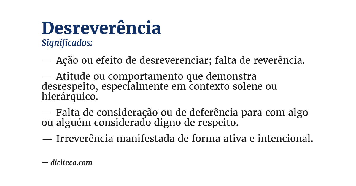 Significado de desreverência