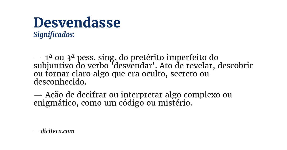 Significado de desvendasse