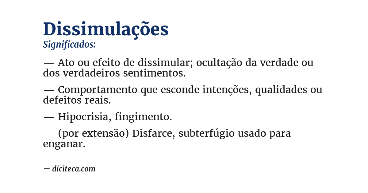 Significado de dissimulações