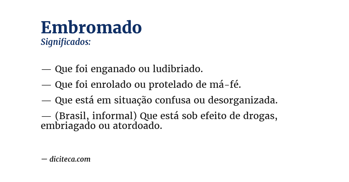 Significado de embromado