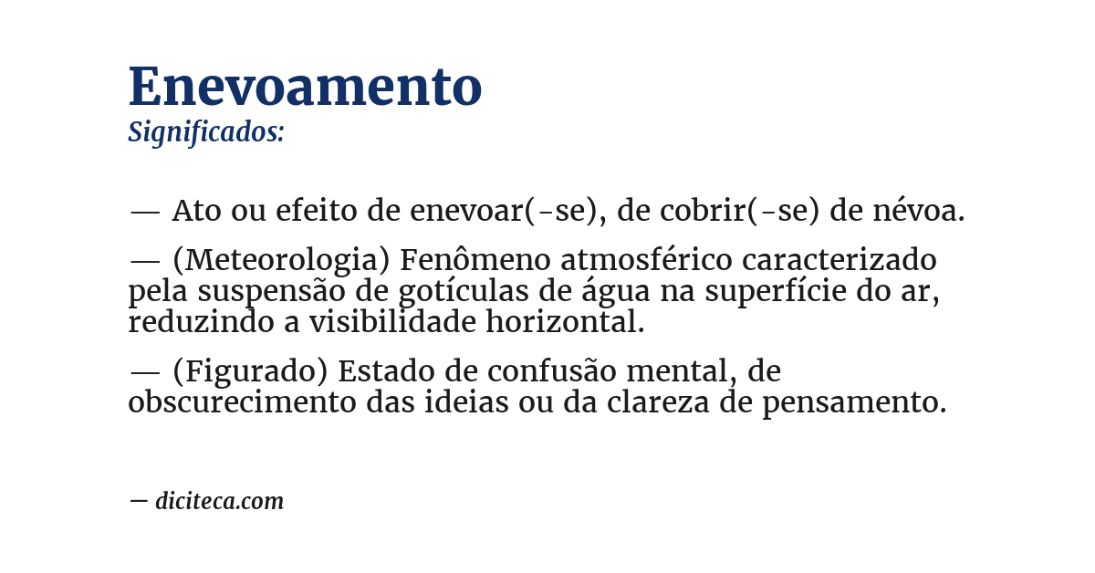 Significado de enevoamento