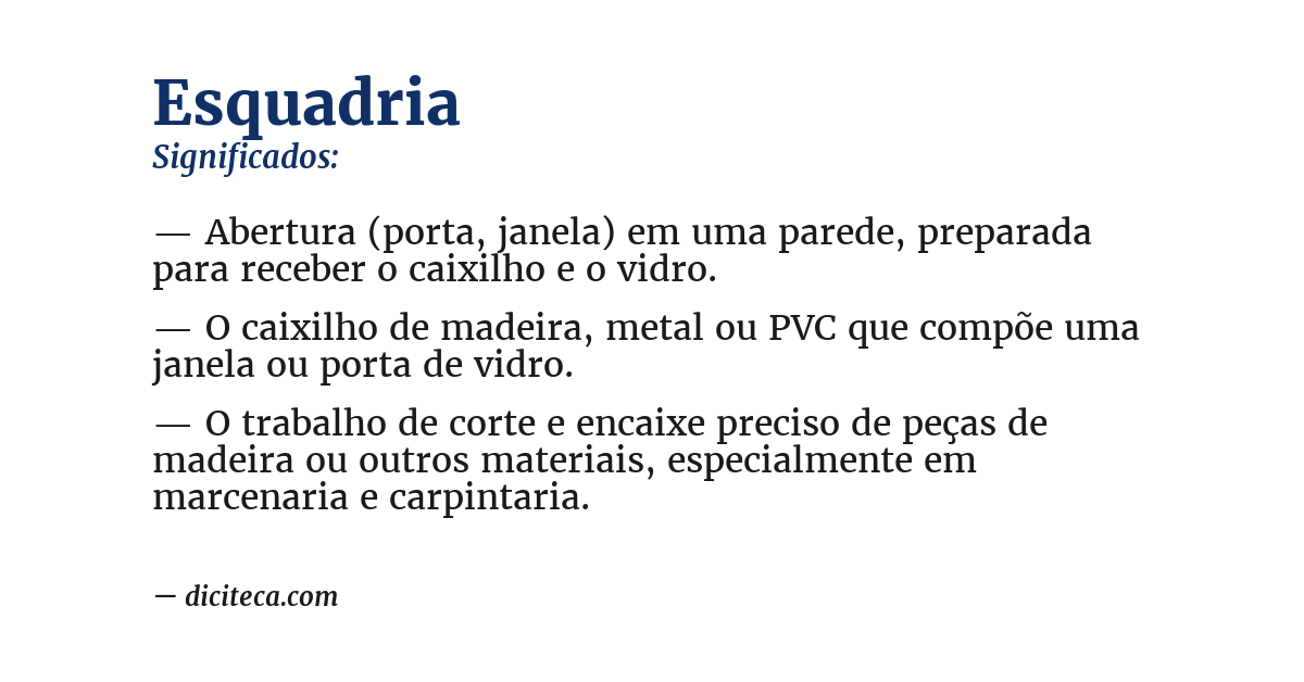 Significado de esquadria