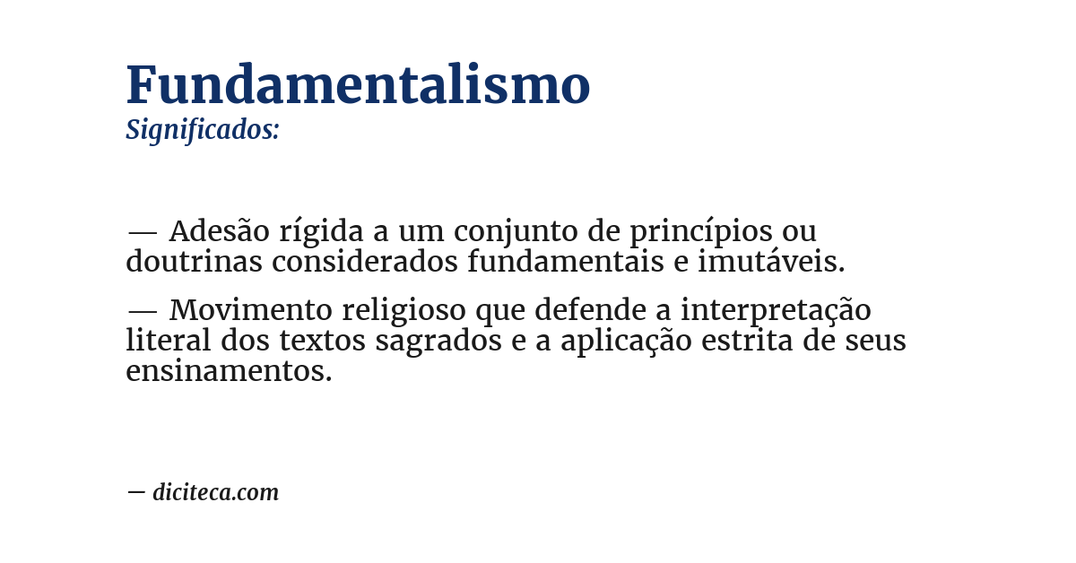 Significado de fundamentalismo