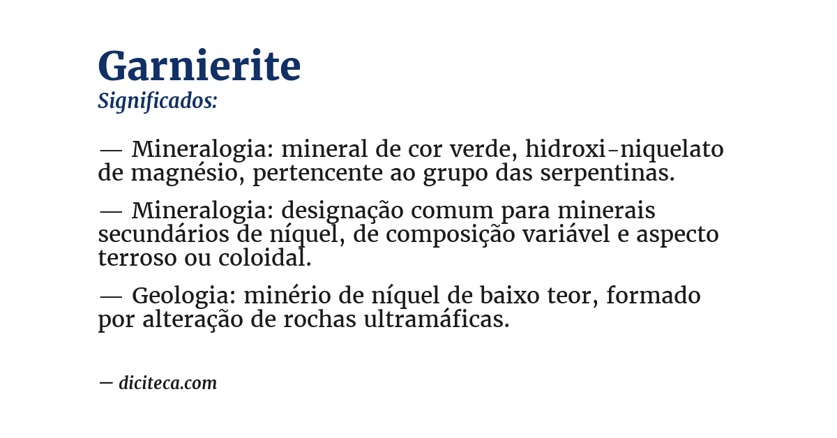 Significado de garnierite