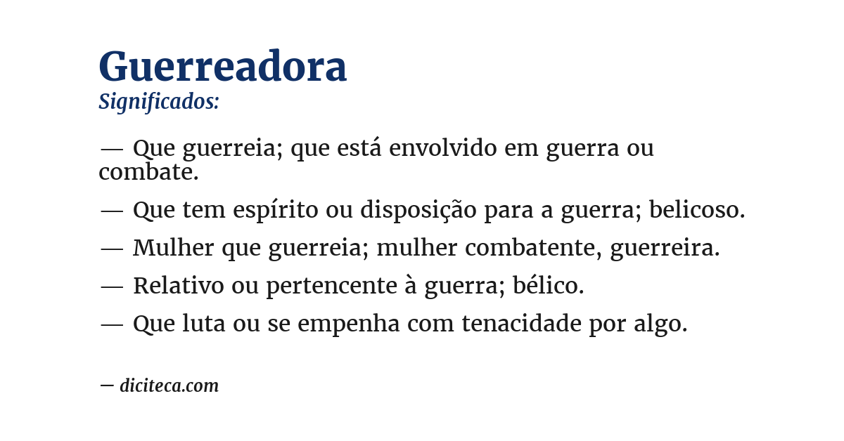 Significado de guerreadora