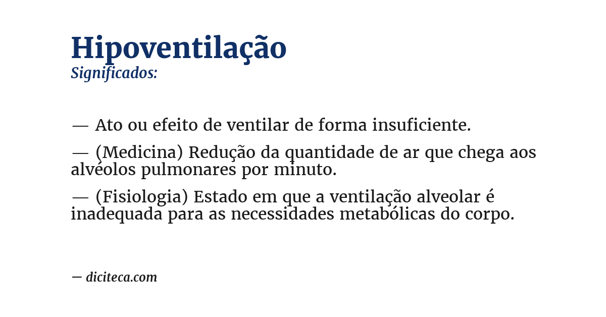 Significado de hipoventilação